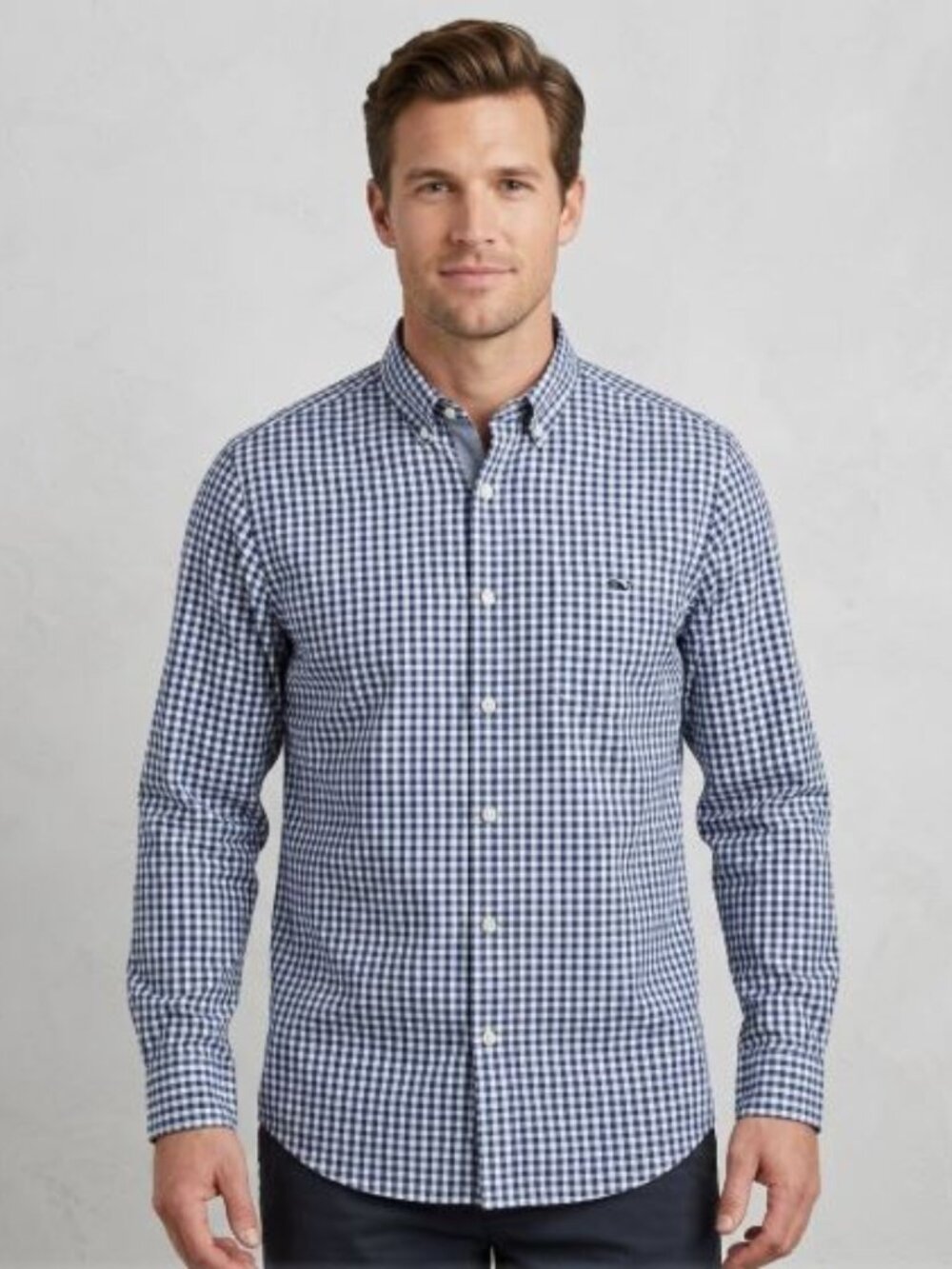 Vineyard Vines Men's XL Classic Fit Tucker Blue/White Gingham Button Down Shirt